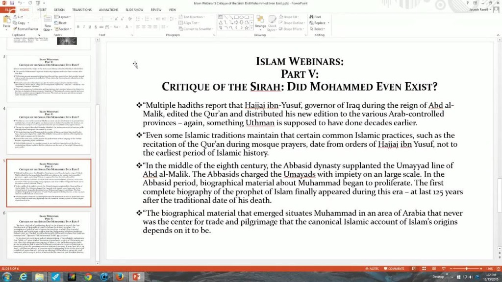 MEMBERS WEBINAR ISLAM PART 5: CRITIQUE OF THE SIRAH: DID MOHAMMED EVEN ...